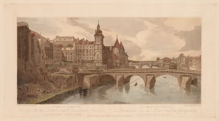 Uma seleção de vinte das vistas mais pitorescas de Paris: vista de Pont au Change, o teatro da cidade, Pont Neuf, Conciergerie Prison, etc.
