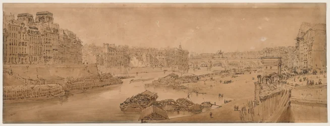 Uma seleção de vinte das vistas mais pitorescas de Paris: vista da cidade com o Louvre tirada da Pont Marie