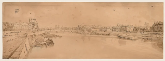 Uma seleção de vinte das vistas mais pitorescas de Paris: Vista das Tulherias e da Ponte e tirada da Pont de la Concorde