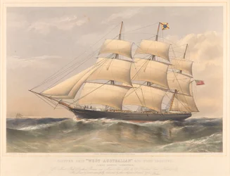 Clipper Ship West Australian 600 Tons Register, c.1857-60 (litografia, colorida)
