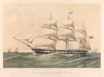 O navio Clipper Yorkshire 1100 Tons, c.1857-60 (litografia a cores)