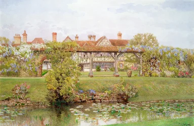 Great Tangley Manor, Surrey, com o Lily Pond e caminhada coberta