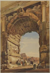 O Arco de Tito e o Coliseu, Roma, 1846.