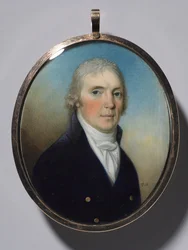 Par de Miniaturas: Retrato de um Homem e Retrato de uma Mulher Vestindo uma Miniatura, c. 1780