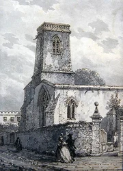 São Pedro na Igreja do Leste (tinta castanha e lavagem cinzenta)