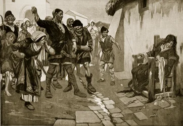 O banco de Cucking na época normanda, ilustração de "Hutchinson