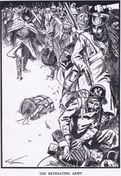 O exército em retirada (litografia a cores)