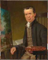 Retrato de Edward Hicks pintando o Reino Pacífico