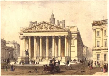 The Royal Exchange, gravado por Charles-Claude Bachelier (fl.1830-60), pub. 1854, por E. Gambart & Co. (litografia)