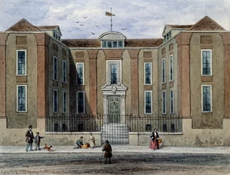 Uma antiga mansão, chamada Pitchett Hall, lado sul da Union St., Southward, 1828