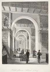 Museu Britânico, a Biblioteca Adicional, do pub "London Interiors with Costumes and Ceremonies". Joseph Mead, Londres, c.1843 (gravura em aço)