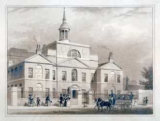 City of London Lying-In Hospital, City Road, Finsbury, Londres, c1827.