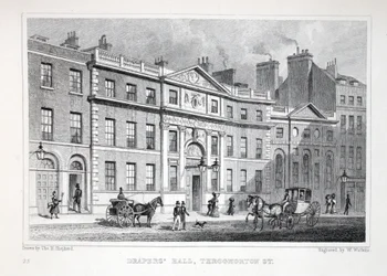 Draper&39;s Hall, Throgmorton Street, do pub "London and its Environs in the 19th Century". Jones und Co., 1827-1829