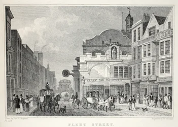Fleet Street, do pub "London and its Environs in the 19th Century". Jones und Co., 1827-1829