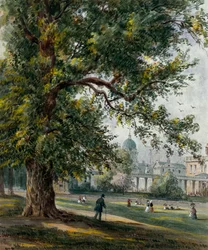 Greenwich Hospital a partir do parque, junho de 1855 (aguarela com grafite)