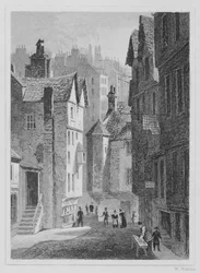 High School, Wynd, Edimburgo, gravado por William Watkins, 1831