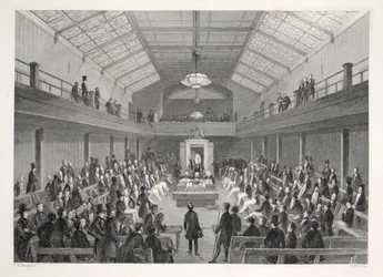 Câmara dos Comuns, do pub "London Interiors with their Costumes and Ceremonies". Joseph Mead, Londres, c.1843 (gravura em aço)