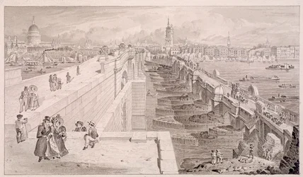 London Bridge velho e novo, Londres, 1831