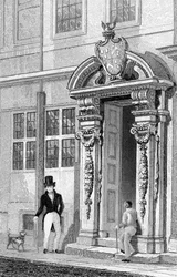 Hall do pintor Stainer, Little Trinity Lane, gravado por J. Tingle