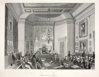 Somerset House, do pub "London Interiors with Costumes and Ceremonies". Joseph Mead, Londres, c.1843 (gravura em aço)