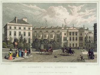 St. Andrews Place, Regents Park, 1828 (gravura a cores)