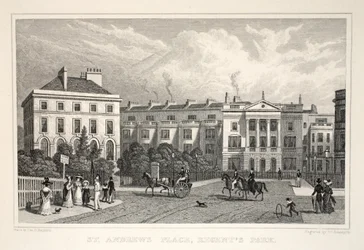 Lugar de St Andrew, Regent&39;s Park, do pub "London and its Environs in the 19th Century". Jones und Co., 1827-1829