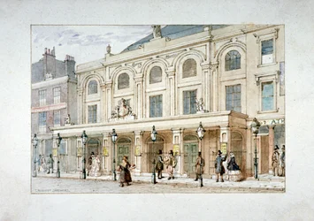Surrey Theatre e Surrey Coffee House na Blackfriars Road, Southwark, Londres, c1835