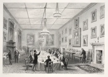 Thatched-House, do pub "London Interiors com suas fantasias e cerimônias". Joseph Mead, Londres, c.1843 (gravura em aço)