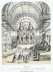 O tribunal núbio no palácio de cristal em Sydenham, c.1851-1855 (aquatint)