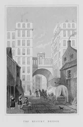 A ponte do regente, Edimburgo, gravada por Thomas Barber, 1829