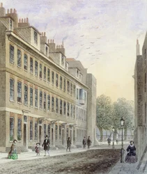 Vista da rua Fludyer, olhando para o parque de St. James, 1859