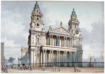 Frente oeste da Catedral de São Paulo, Cidade de Londres, 1814.