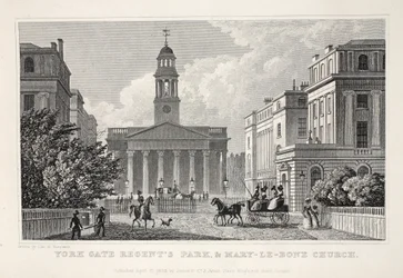 Portão de York, Regent&39;s Park e Mary-le-Bow Church, do pub "London and its Environs in the 19th Century". Jones und Co., 1827-1829