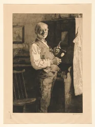 Sem título [Homem preparando-se para fazer a barba]