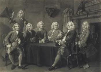 Clube dos Vereadores de Benn, gravado por J. Faber (mezzotint)