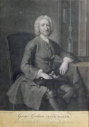 Retrato de George Graham (1673-1751) Relojoeiro, gravado por John Faber (1684-1756)