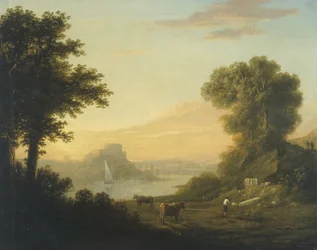 Paisagem clássica com um rio