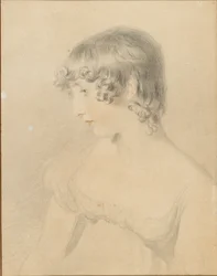 Busto retrato de Susan Bloxam, virado de perfil para a esquerda, 1818