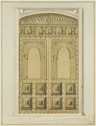 Porta Interior esculpida perto de Altar, Igreja de São João (aguarela sobre papel)