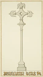 Cruz sobre a velha Tombstone na cripta da Igreja de São João (aguarela sobre papel)