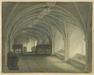Cripta da Igreja de São João, olhando para o Oeste (aguarela no papel)