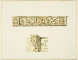 Frieze in 15 Broad Street e Bracket on house ao lado de Guildhall (aquarela sobre papel)
