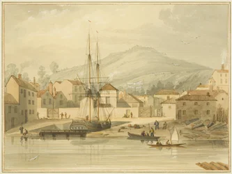 Limekiln Dock, Hotwell Road, com a prisão 