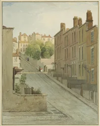 Montague Street e casas em Kingsdown (lápis e aguarela sobre papel)