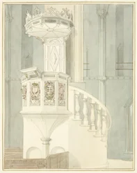 Púlpito de Pedra da Catedral de Bristol (aguarela sobre papel)