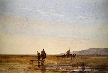 Cena de praia (aguarela sobre papel)