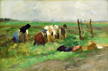 Trabalhadores de campo, c.1900 (óleo em papelão)
