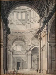 Vista Interna da Catedral de São Paulo a partir da Entrada Norte (tinta indígena e lavagem em papel)