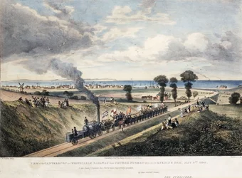 Vista da Ferrovia Canterbury e Whitstable da Church Street, tirada no dia da abertura, 3 de maio de 1830, c. 1830