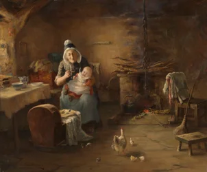 Interior de uma casa de campo (óleo sobre tela)